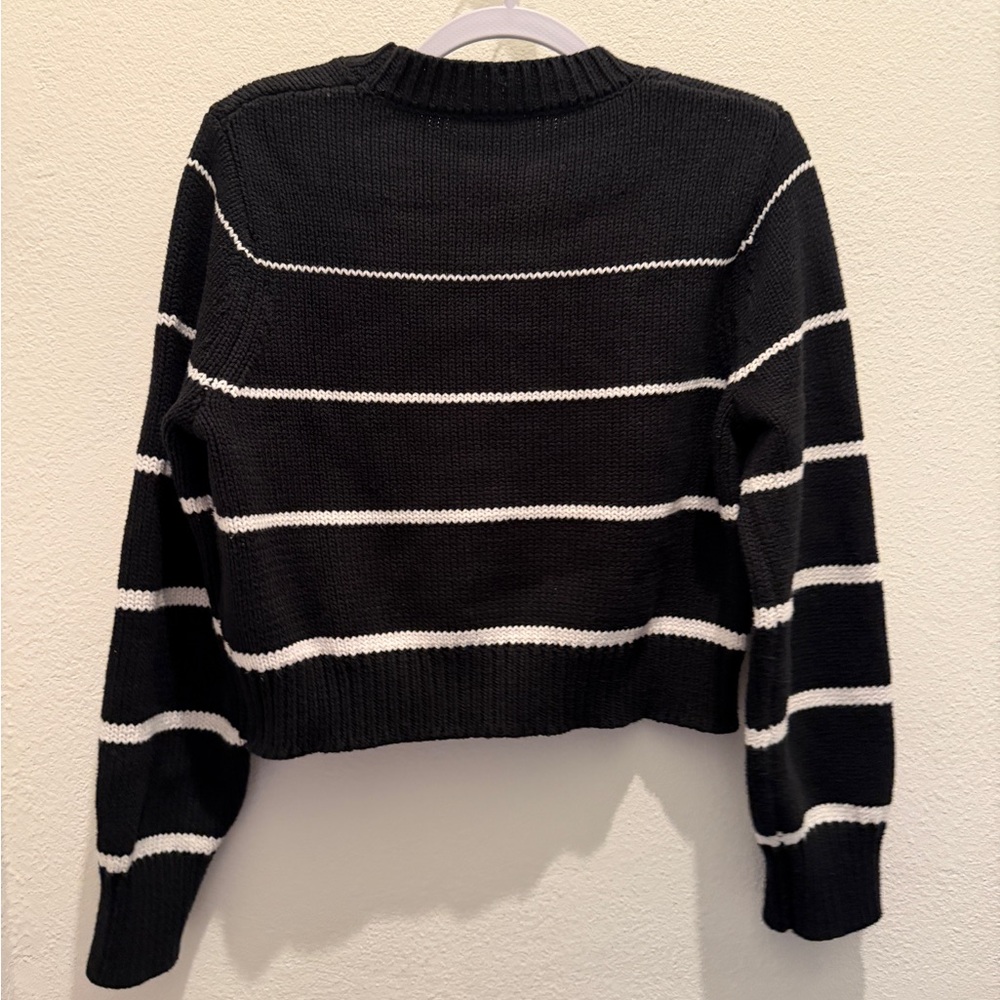 Z Supply Black and White Striped Crew Neck Sweater - Picture 3 of 3